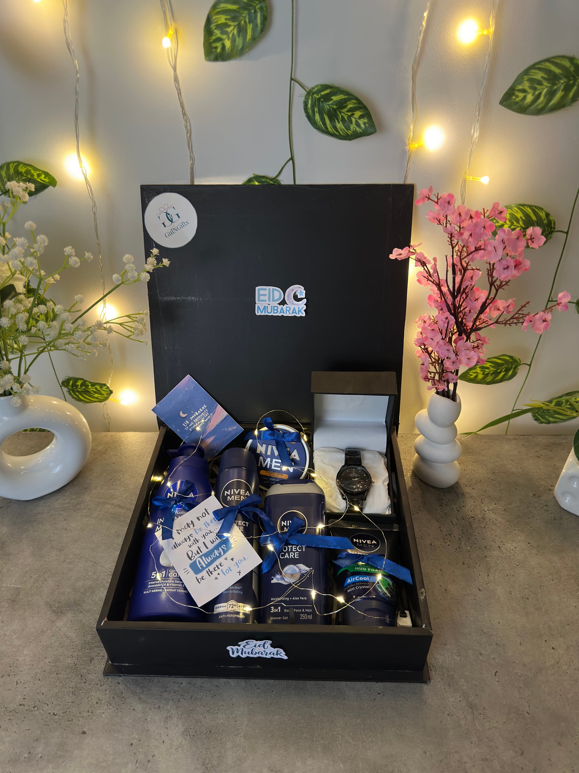 Midnight Blue Skincare & Watch Box for Him