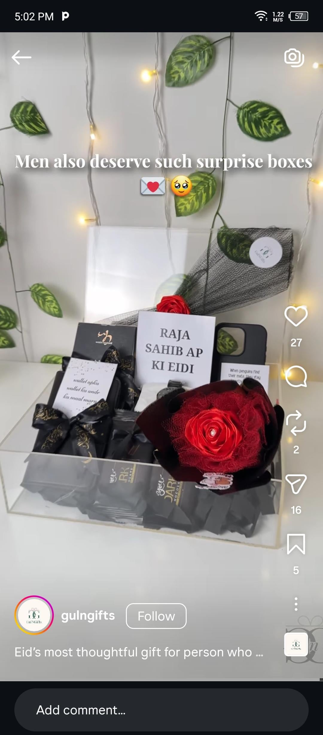 Raja Sahib Ki Eidi Acrylic Gift Box for Him